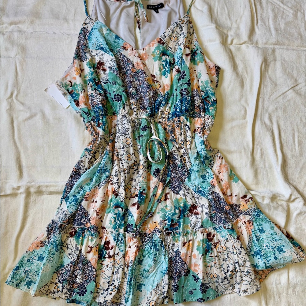 As U Wish Floral Dress with Tie